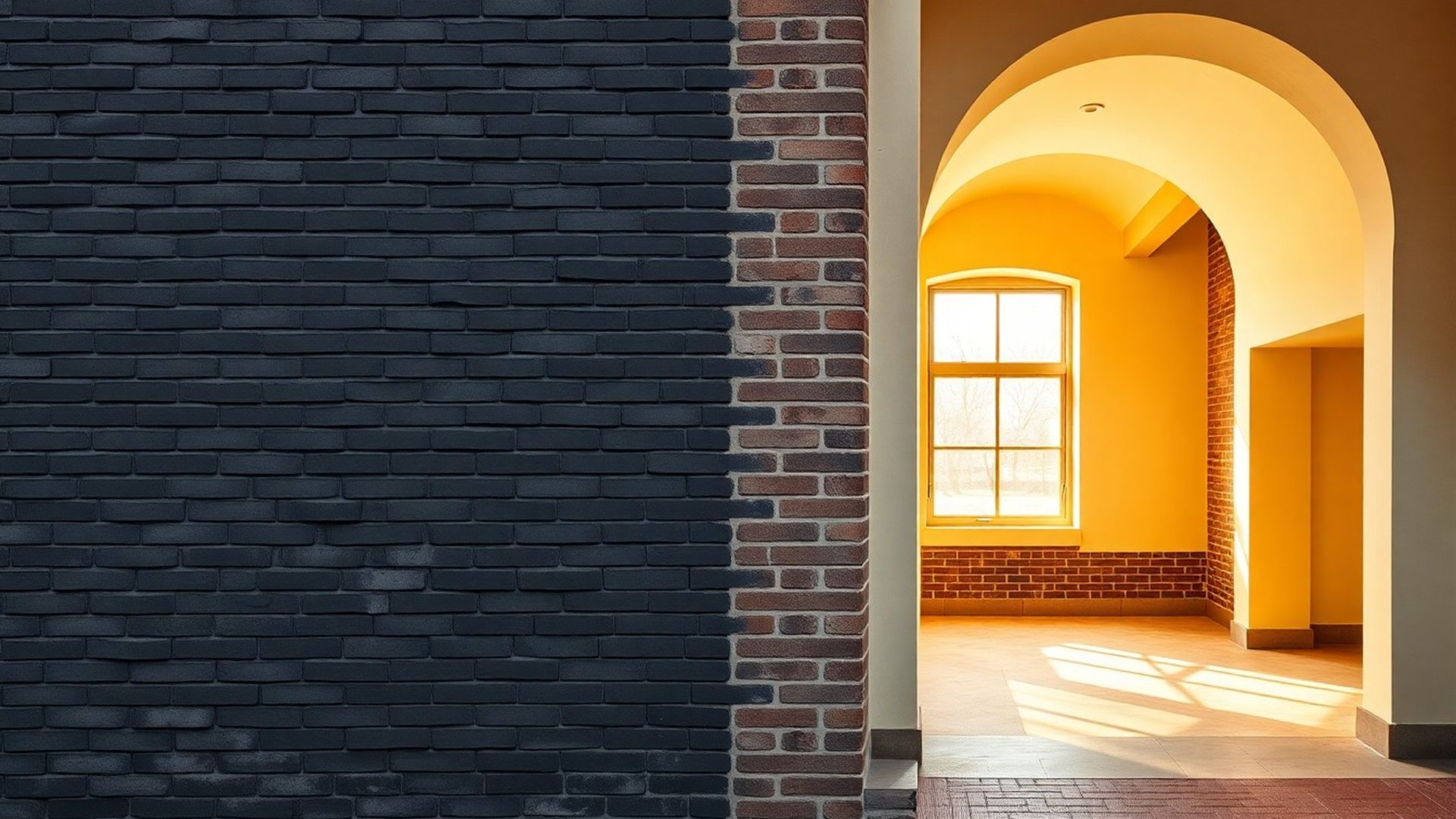 Editorial widok gdańskiej architektury łączącej ciemne mury i ciepłe wnętrze — symbol dyskretnej ochrony kapitału